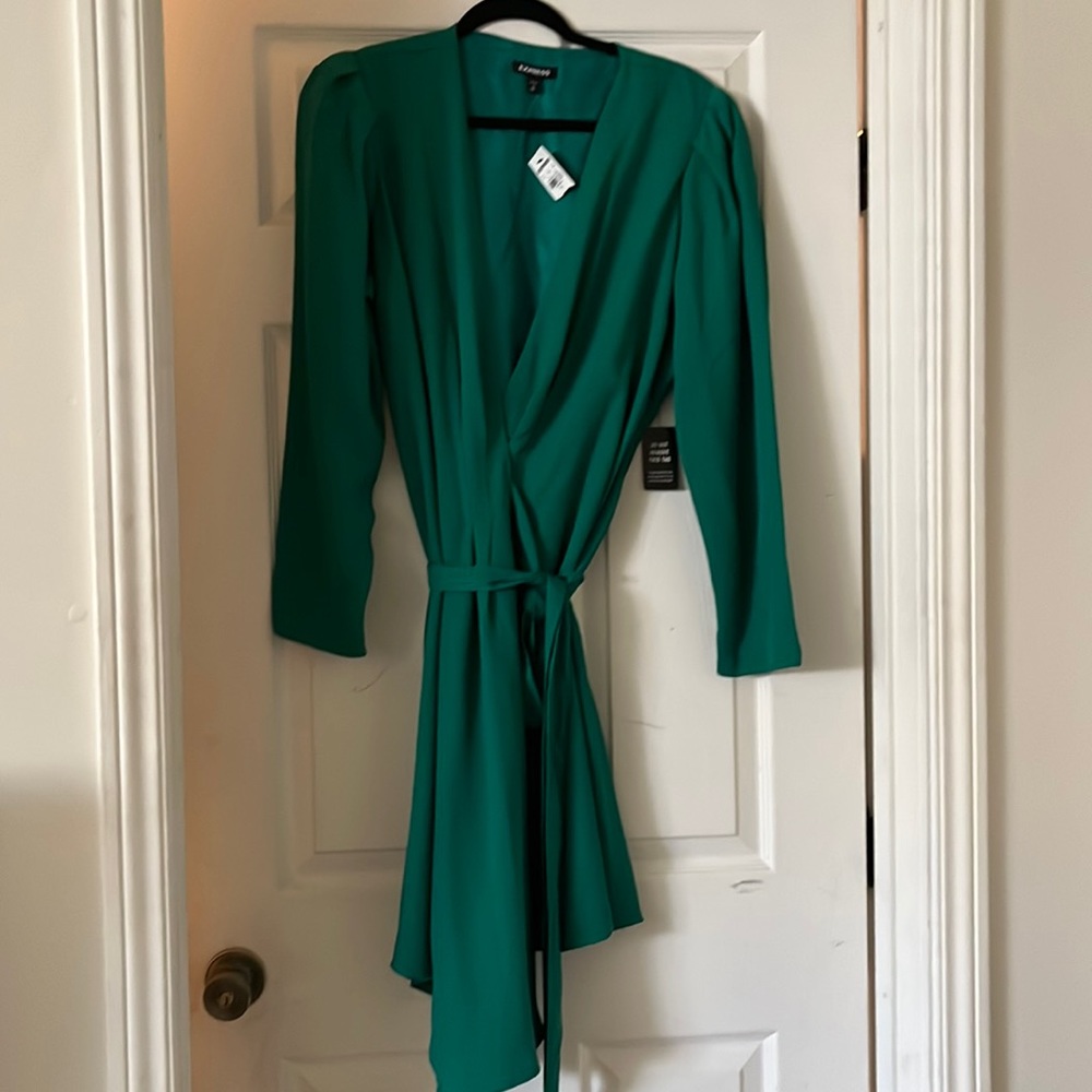 Green wrap dress